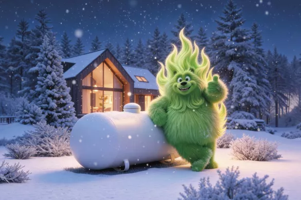 Caz bij de gastank in de sneeuw